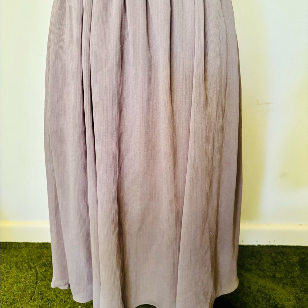 H&M US 8 Fit And Flare Grey Midi Cocktail Dress w Chiffon Style Ruched Bodice - Picture 3 of 14